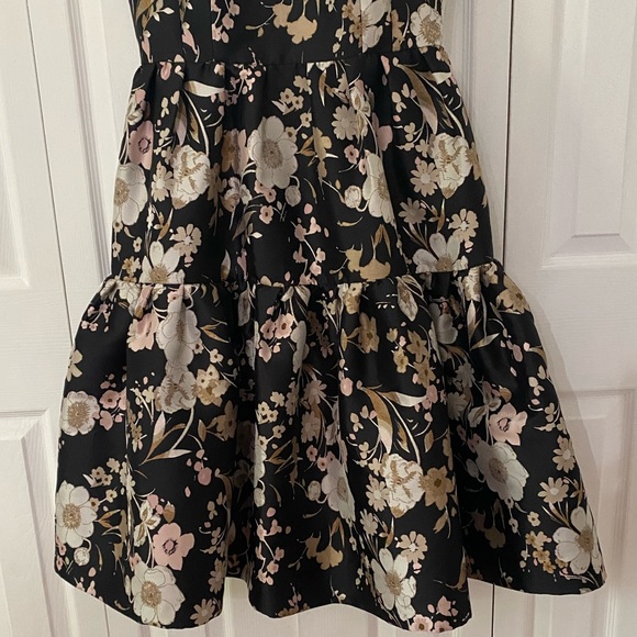 ELIZA J Floral Jacquard Fit Flare Sleeveless Black White Dress 8 - Picture 5 of 12